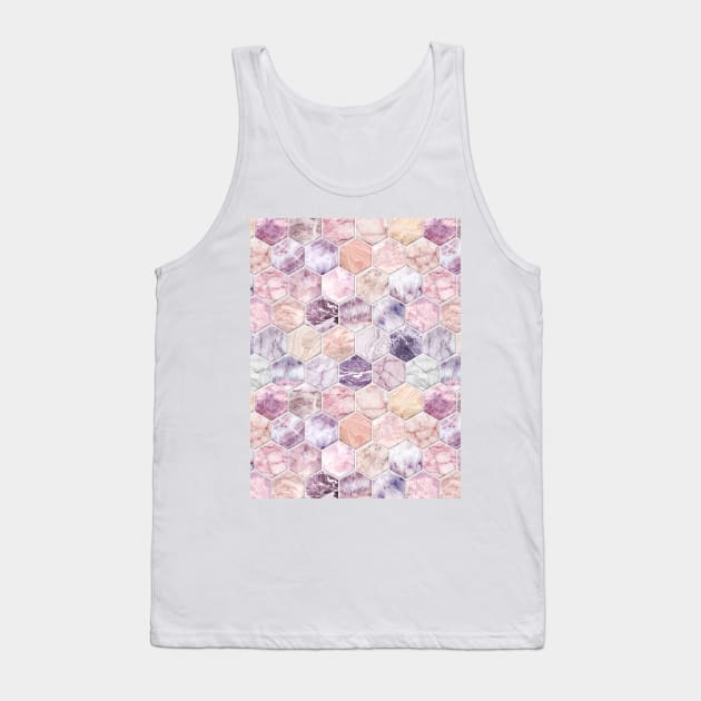 Rose Quartz and Amethyst Stone and Marble Hexagon Tiles Tank Top by micklyn